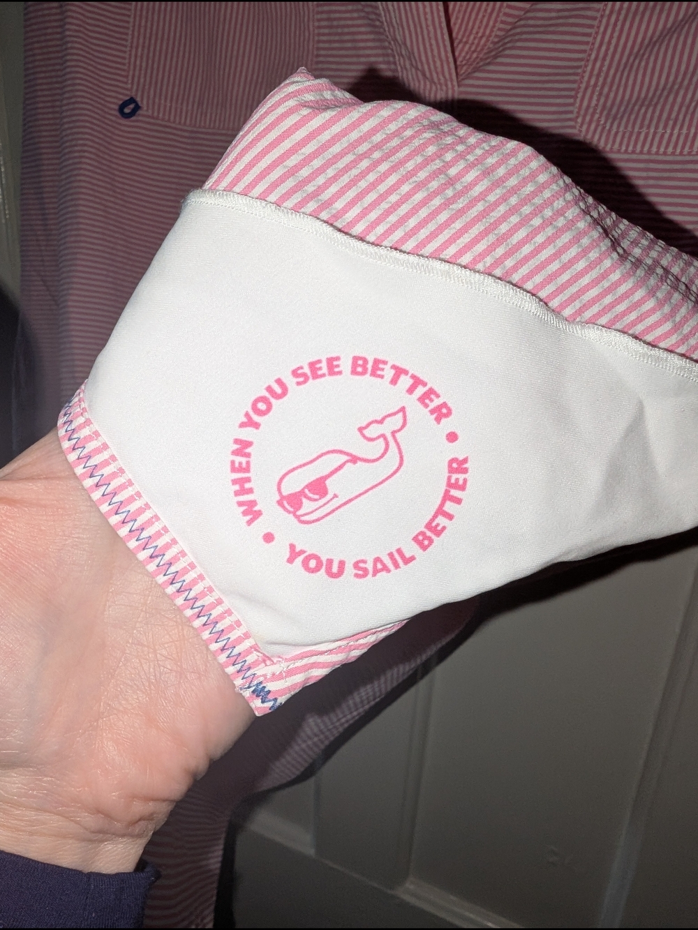 Vineyard Vines Performance Sailing Shirt Womens 8 Pink White Striped Pullover - Picture 5 of 8